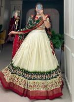 Tussar Silk Green Festival Wear Foil Print Lehenga Choli